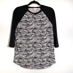 ❗️CLOSING Jan 1st! ❗️Lularoe Randy Tee  Zebra Tiger Print Raglan Sleeves
